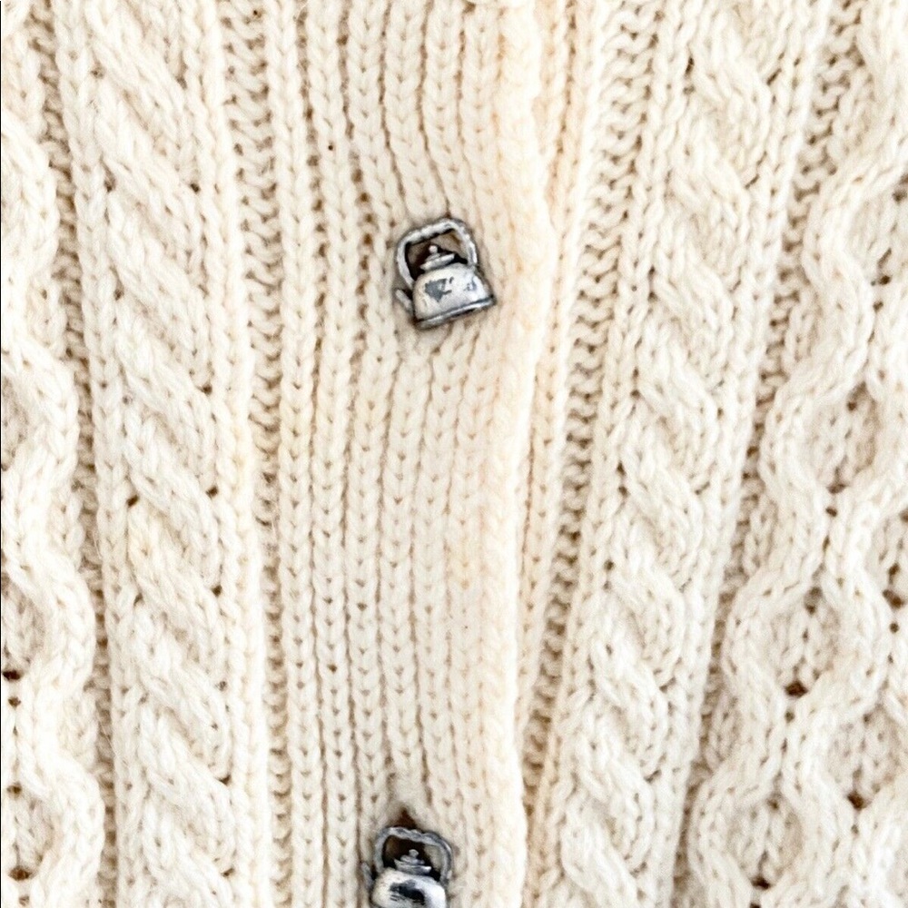 Inis Crafts ivory Wool knit Cardigan Sweater - Picture 4 of 9